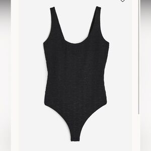 NWT H&M black TEXTURED THONG BODYSUIT size large